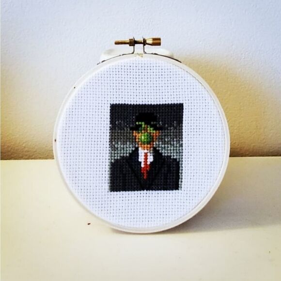 Set of 3 - Cross Stitch - Famous Paintings with Men - 3" Diameter - Picture 3 of 4